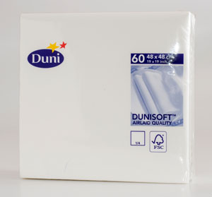 Serviettes DUNI soft non tissées Blanc 48x48 les 60